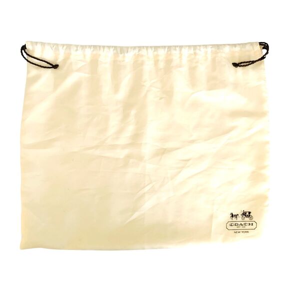 Coach Silky Cream White Drawstring Dust Bag Storage Cover Bag Medium Size - Picture 3 of 4